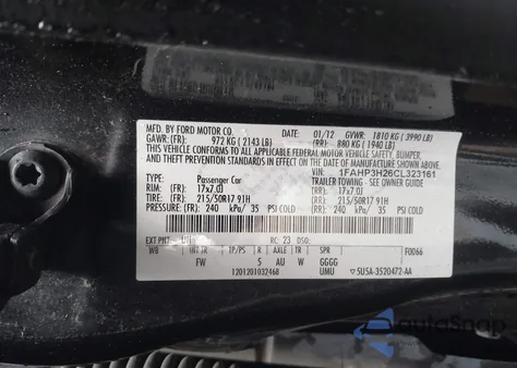 2012 Ford Focus Sel z USA, uszkodzony, nr VIN 1FAHP3H26CL323161